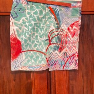 Anthropologie Handpaintes Mini Skirt.  Size 28